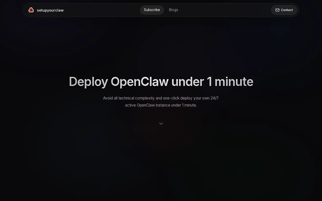 Screenshot of the SetupYourClaw website